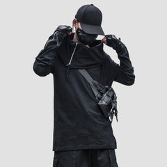 Dark Irregular Turtleneck Zipper Sweatshirt