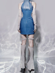 Hollowout Mesh Love Buckle Dress