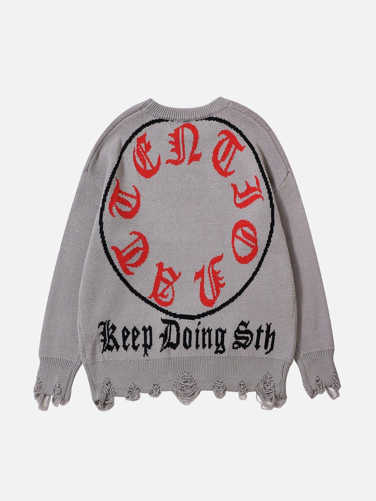 Letters Ripper Hole Sweater