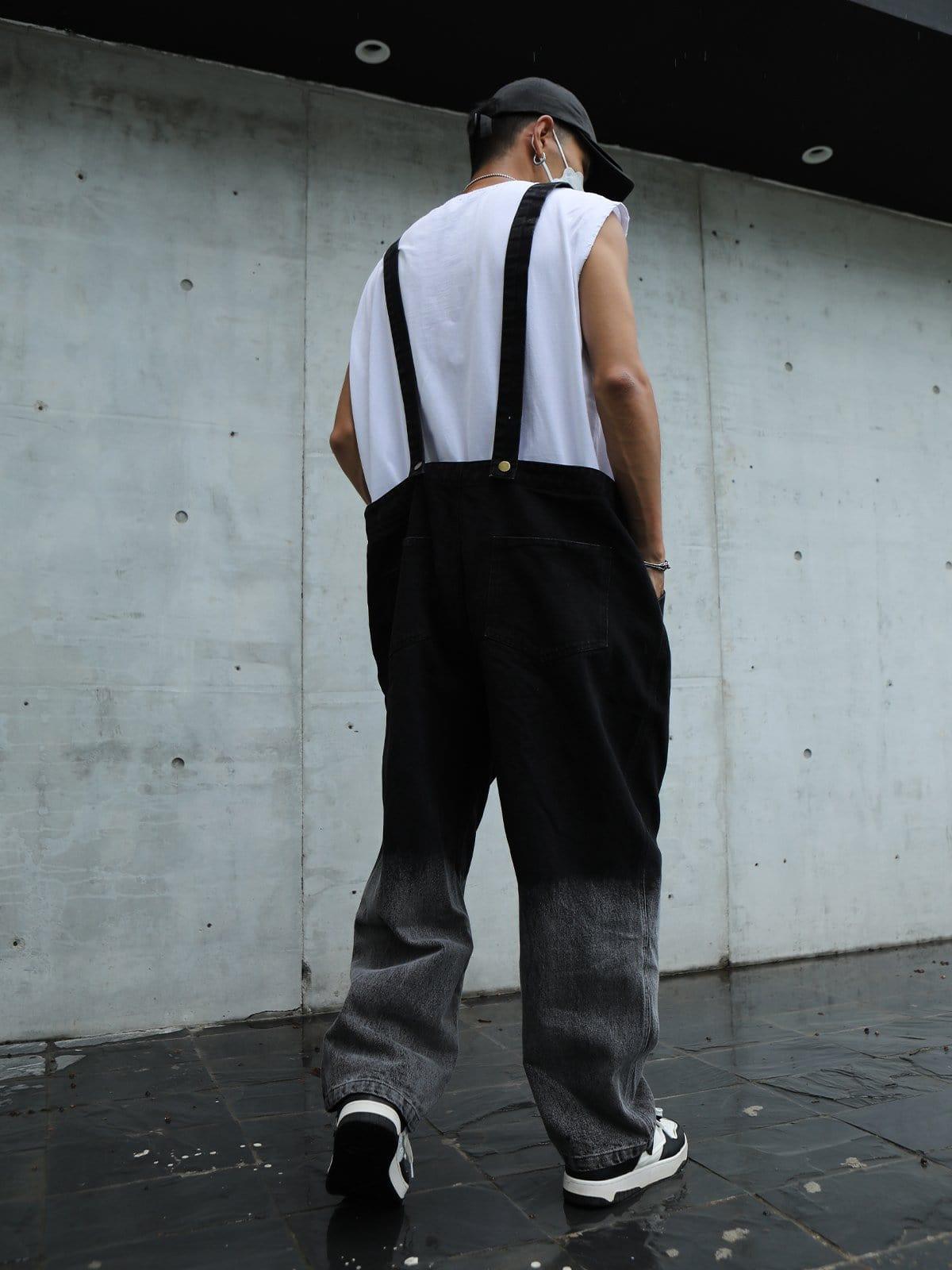 Washed Zip Up Overalls