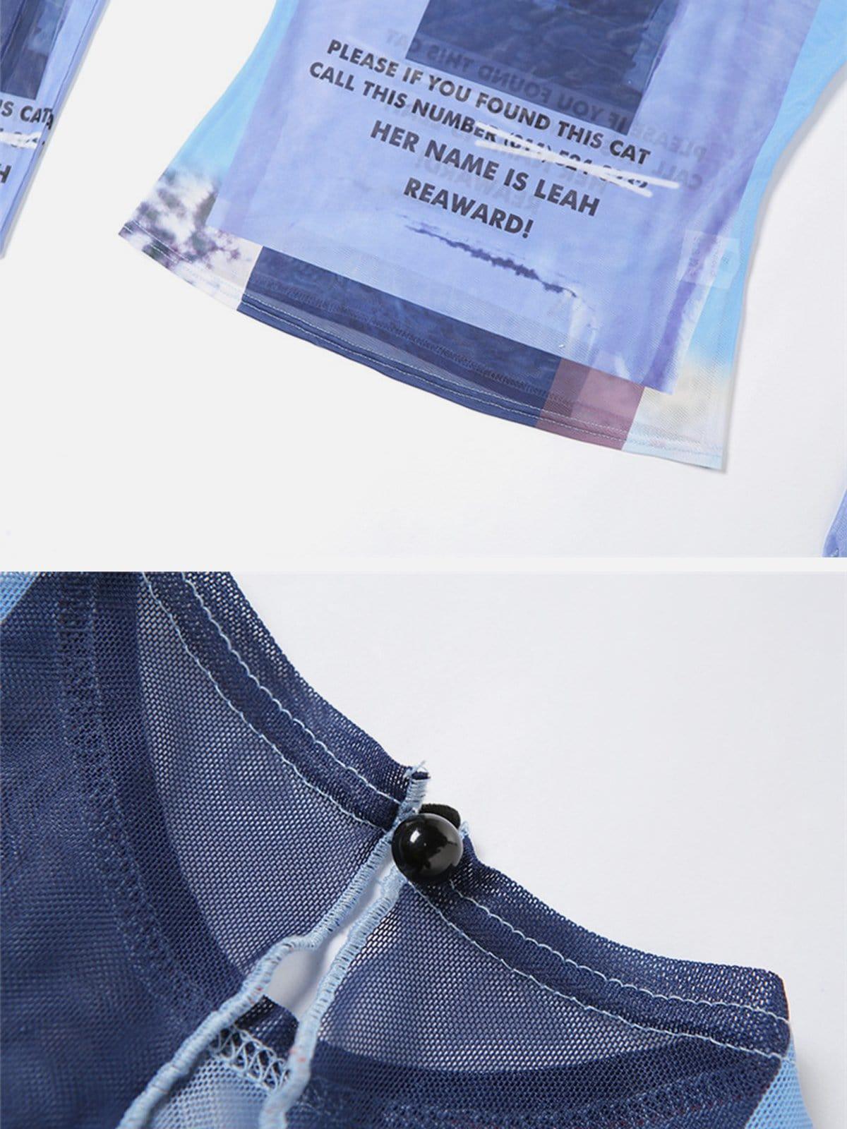 Future Transparent Print Cuff Shirt