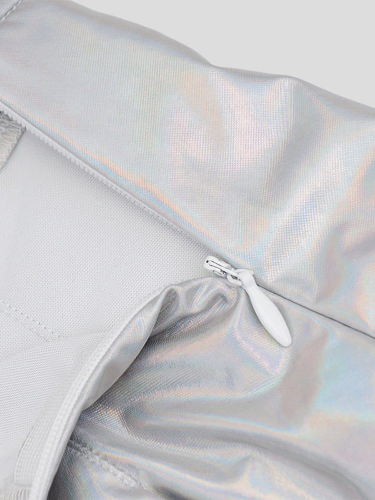 Laser Glossy Fluorescent Pleated Skirt
