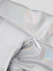 Laser Glossy Fluorescent Pleated Skirt