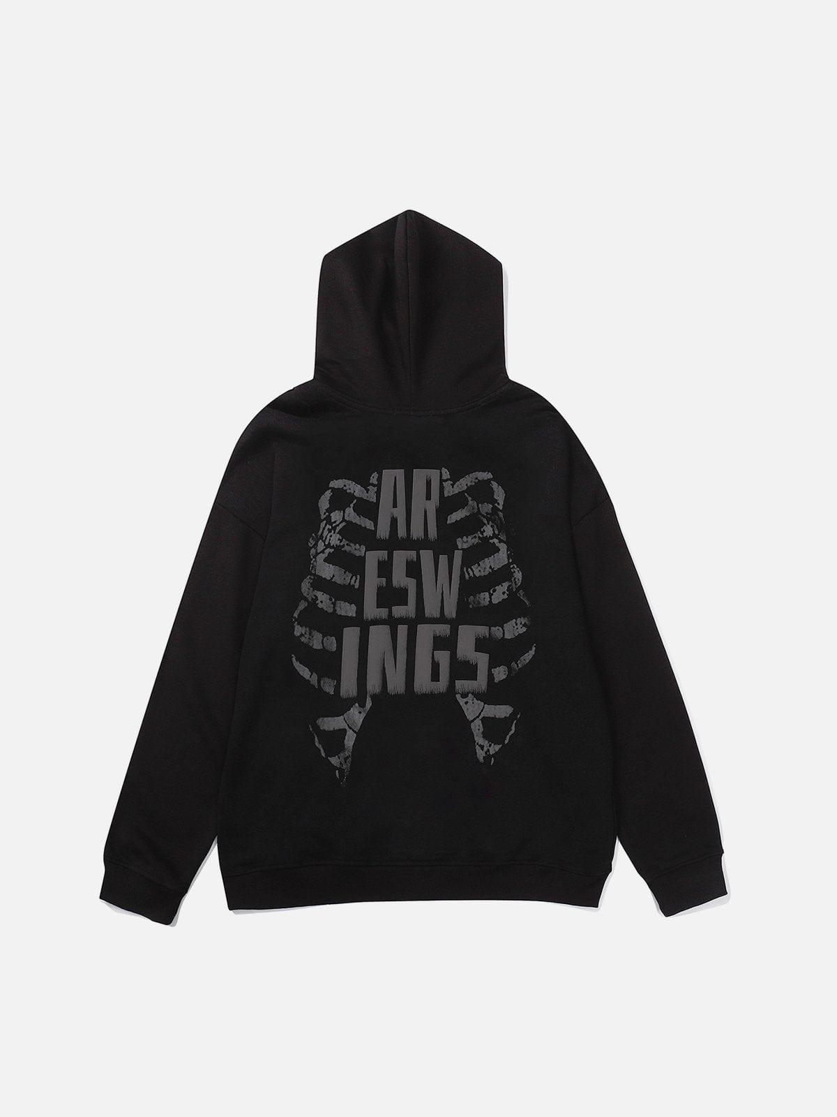 Dark Skeleton Wings Zip Up Hoodie
