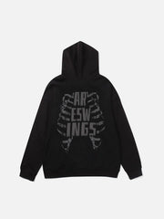 Dark Skeleton Wings Zip Up Hoodie