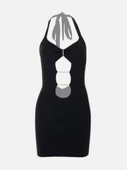 Solid Lace-Up Cutout Back Dress