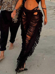 Hollow Hole Tassel Pants