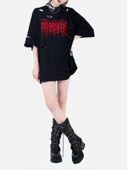 Irregular Hole Thorn Letters Tee