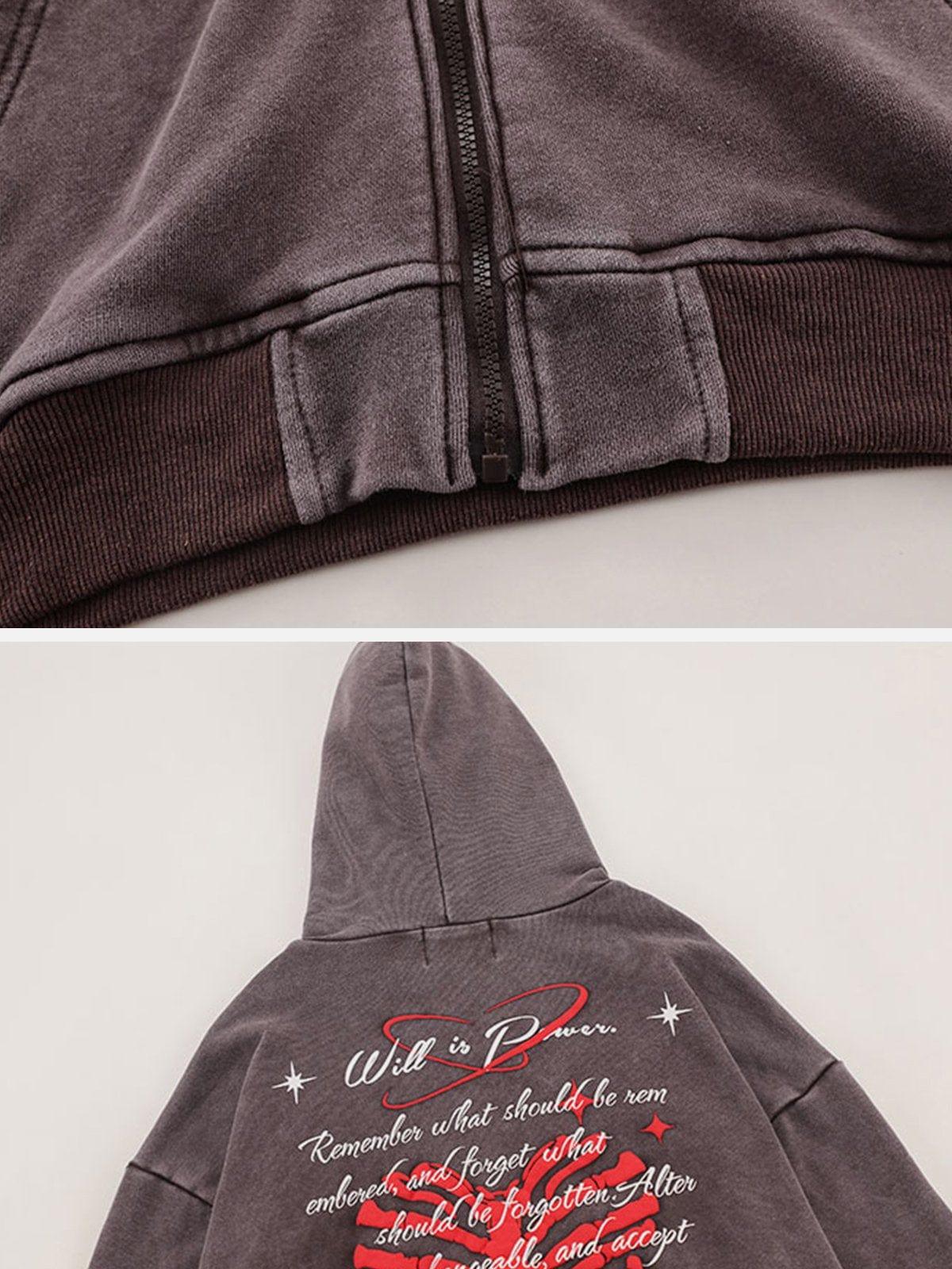 Skeleton Letters Washed Hoodies
