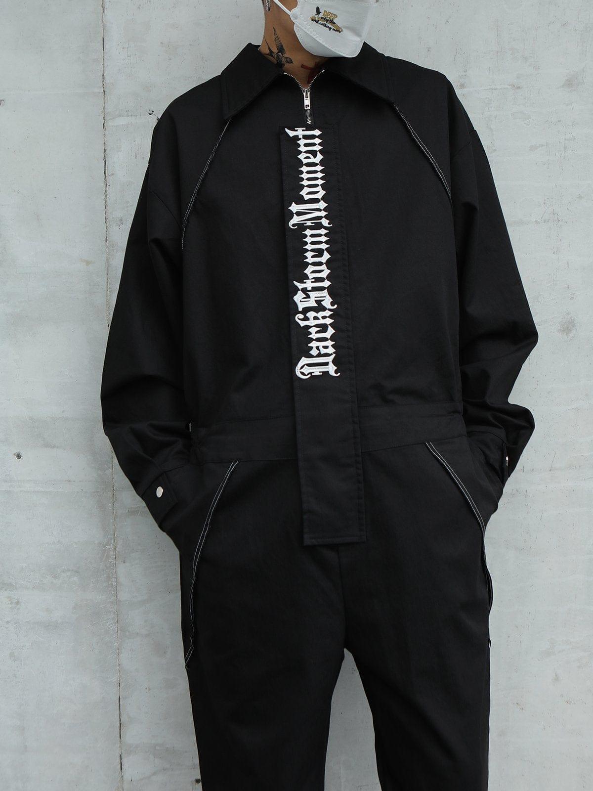 Embroidery Gothic Alphabet Jumpsuit