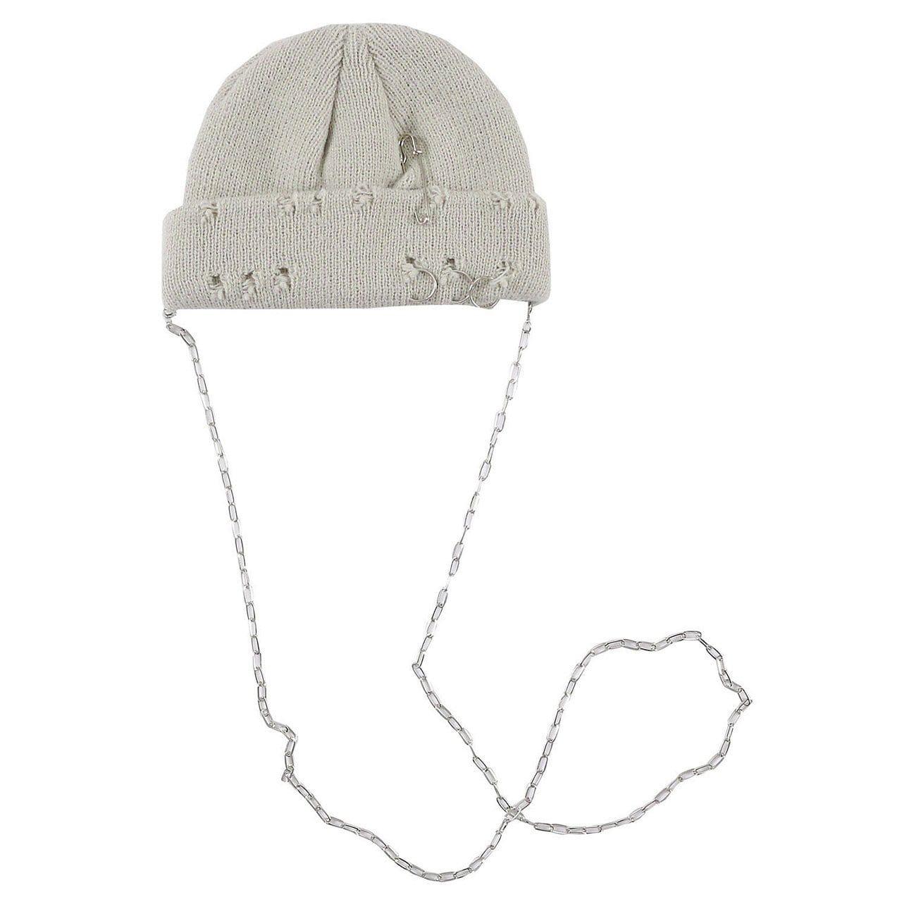 Vintage Ripped Hole Chain Knit Cap