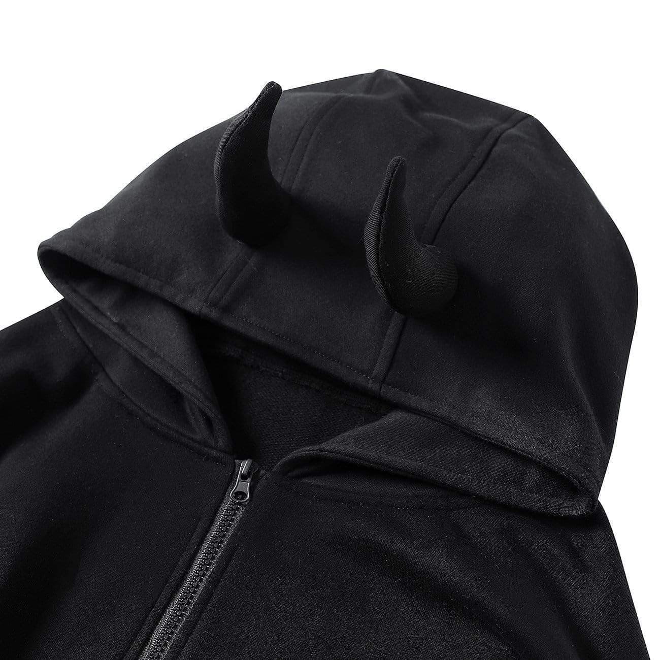 Techwear Devil Horns Cardigan Hoodies