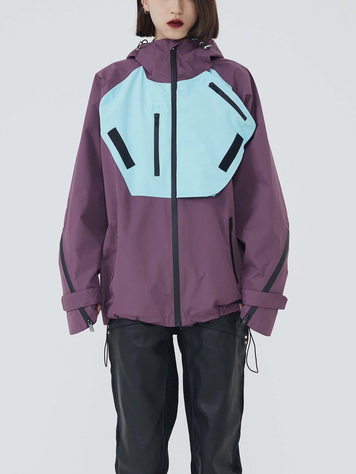 Patchwork Multi Pockets Zip Up Jacket