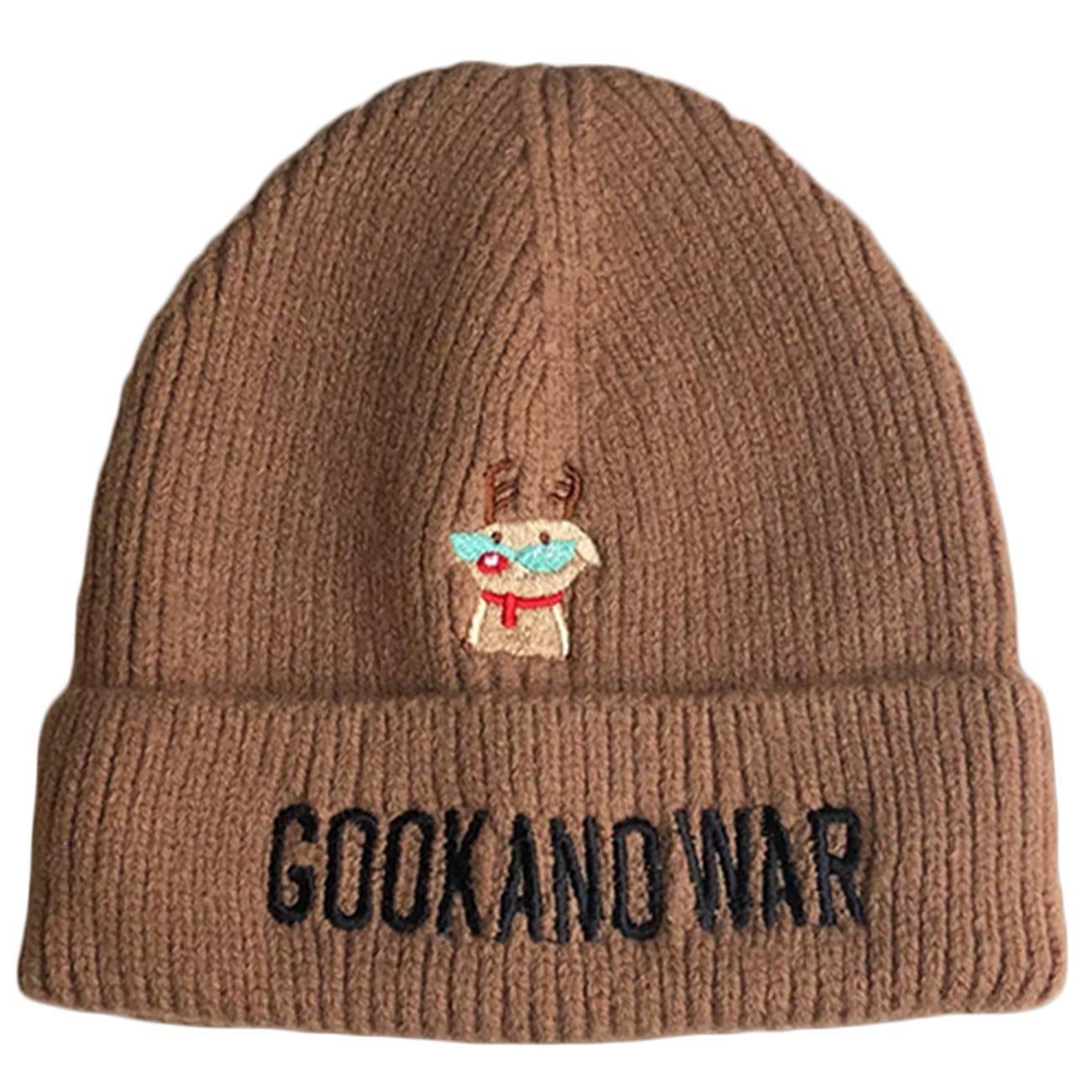 Cute Elk Embroidery Knit Cap