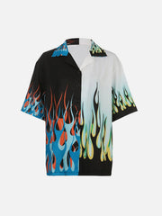 Patchwork Flame Short Sleeve Shirt