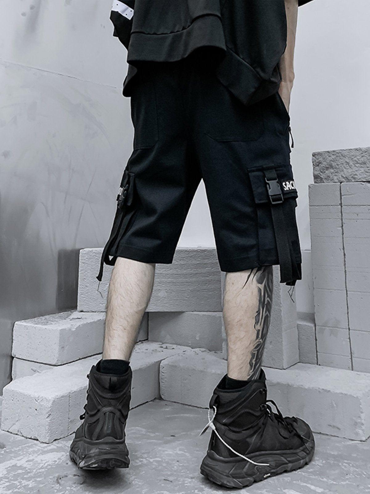 Letter Schoolbag Buckle Cargo Shorts