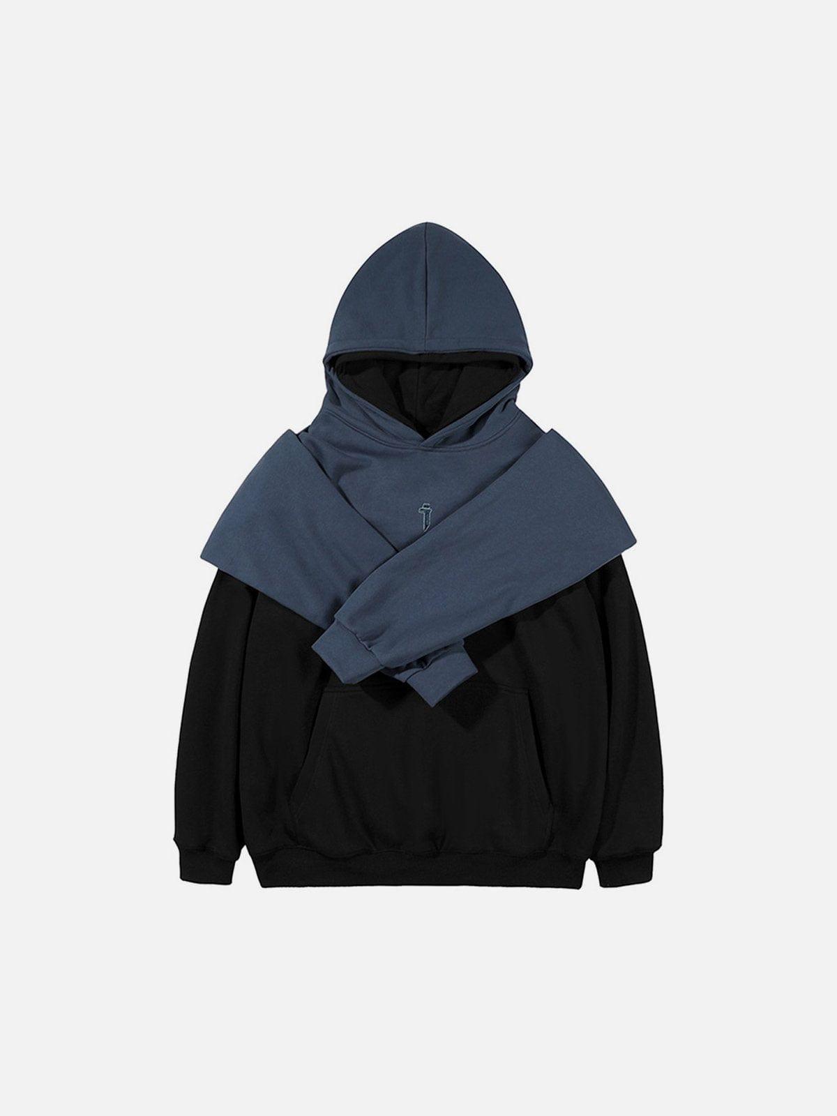 Patchwork Sleeve Fake Two Hoodie