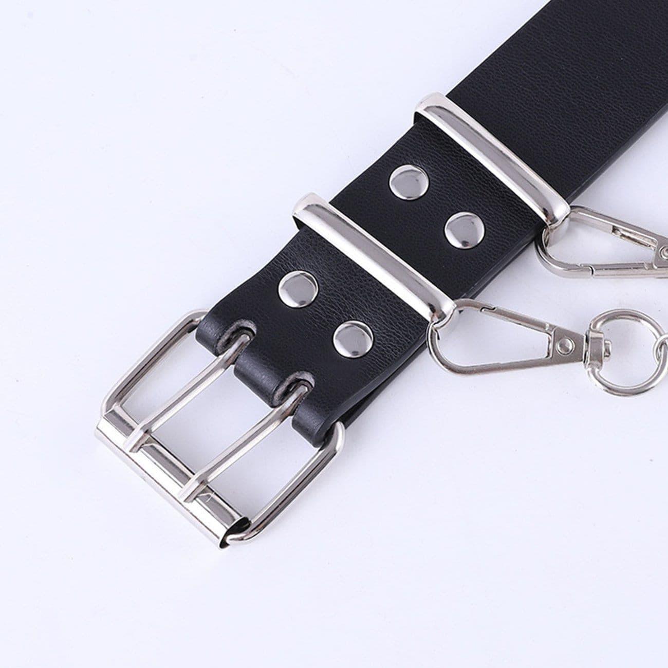 Punk Double-row Eye Buckle Hollow Chain Belt