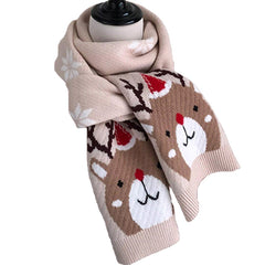 Fawn Snowflake Christmas Knit Scarf