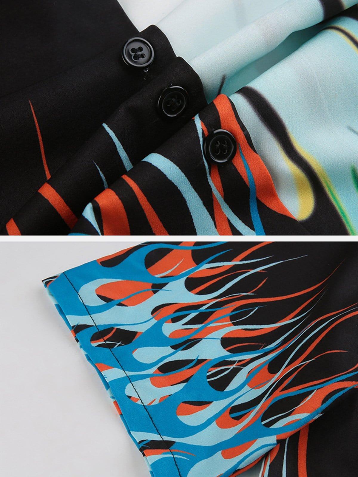 Patchwork Flame Short Sleeve Shirt