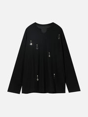 Solid Color Chain Design Sweatshirt