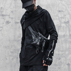 Dark Irregular Turtleneck Zipper Sweatshirt