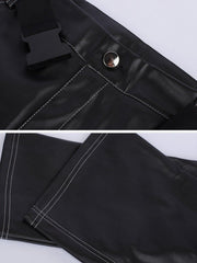 Multi Pockets Buckle Straight Pants