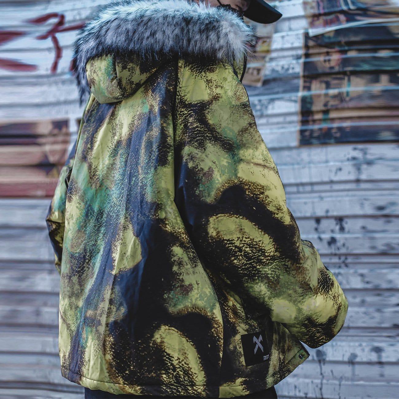 Fur Collar Camouflage Winter Coat