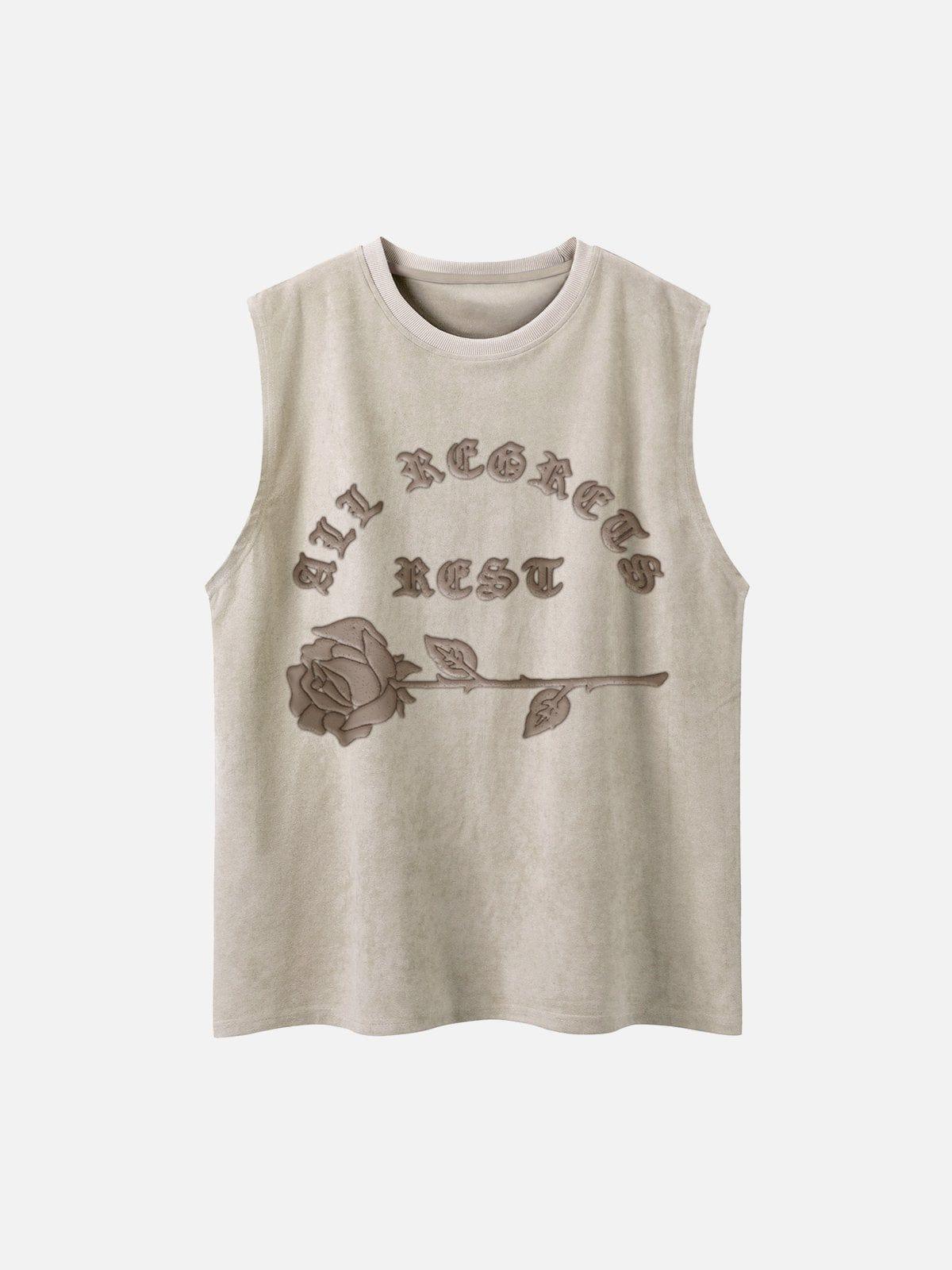 Gothic Alphabet Rose Suede Vest