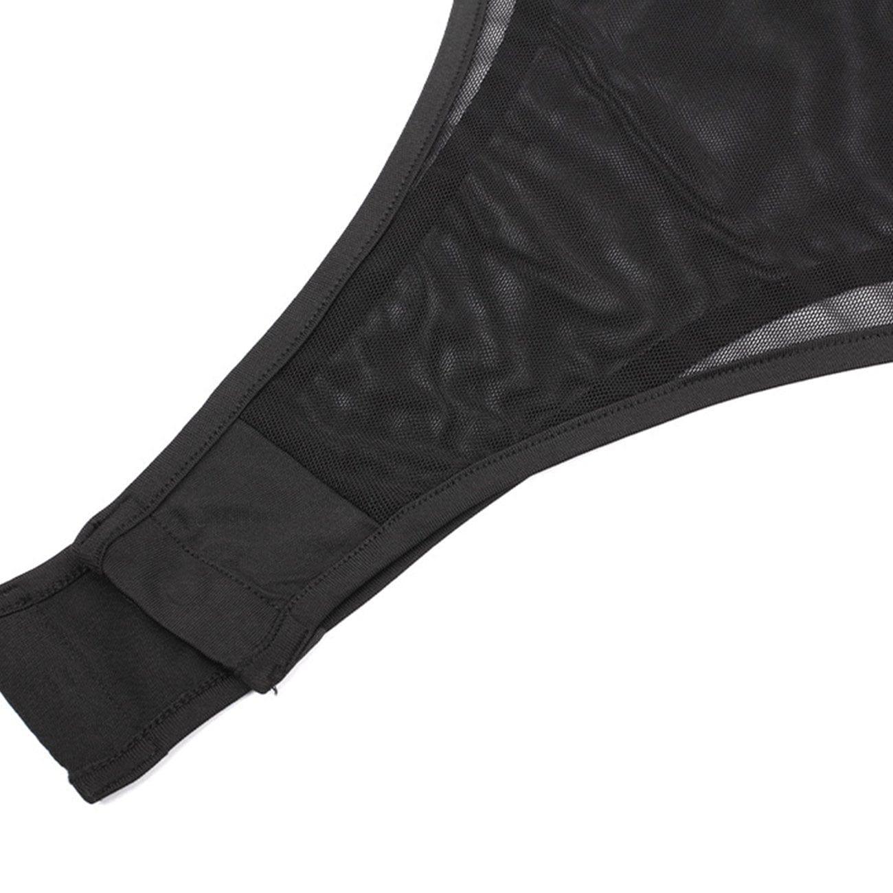 Sexy Perspective Zip Up Long Sleeve Jumpsuit