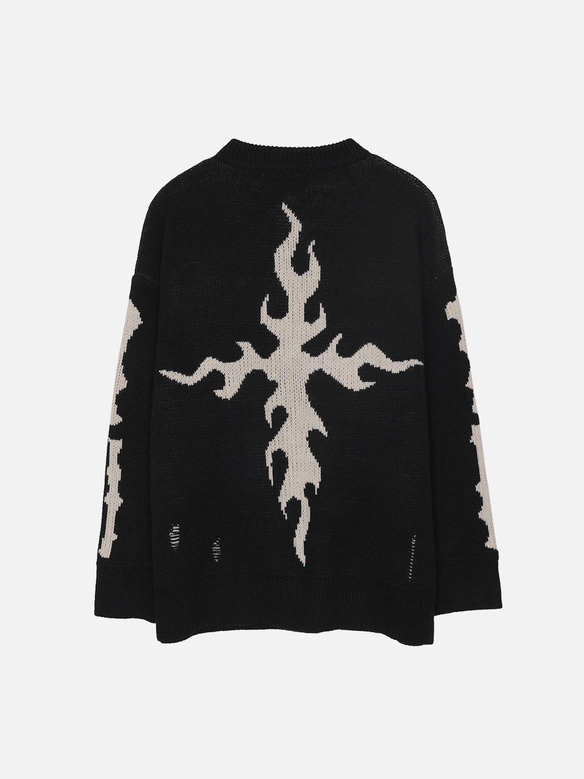Fire Cross Letters Sweater