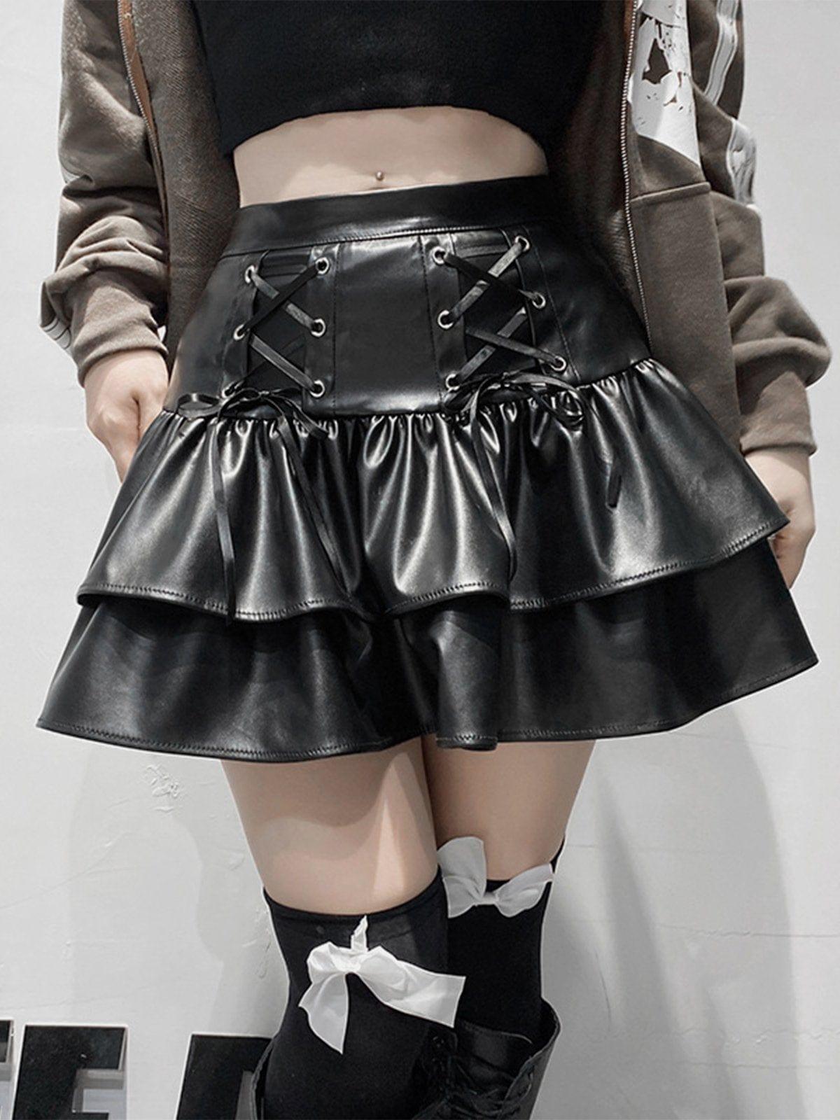 Patchwork Fake Two Pleated Skirt