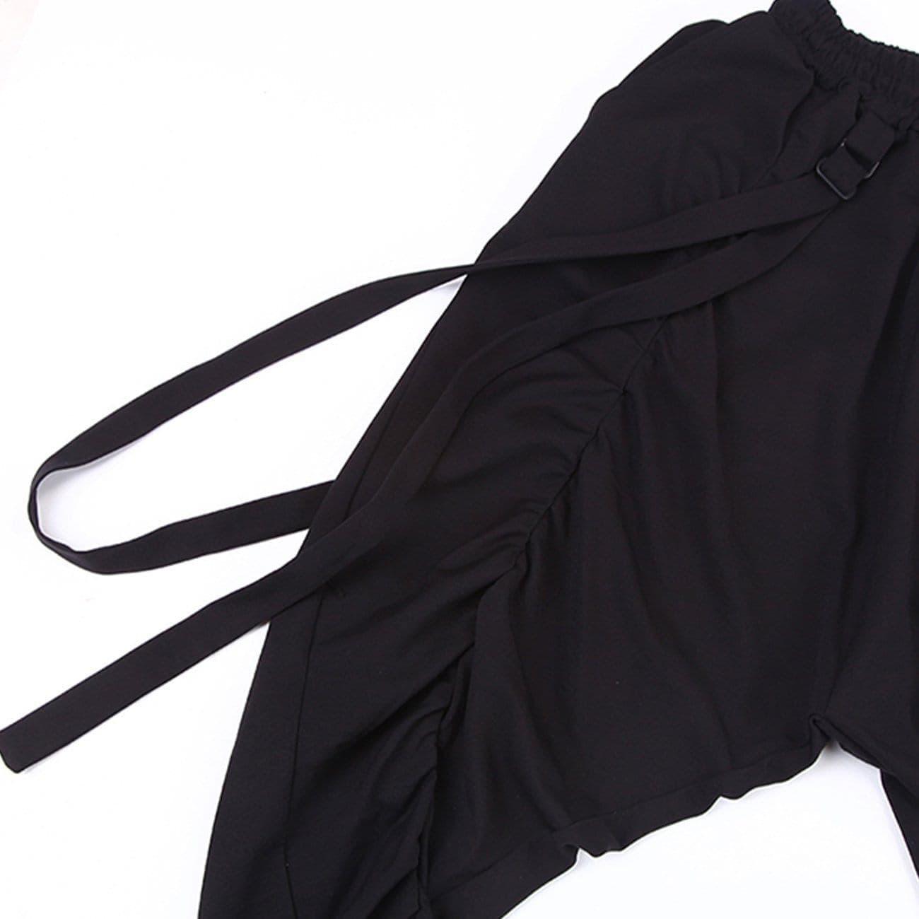 Dark Elastic Ribbons Oversized Pants
