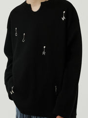 Solid Color Chain Design Sweatshirt