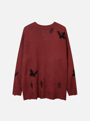 Butterflies Ripper Hole Knit Sweater