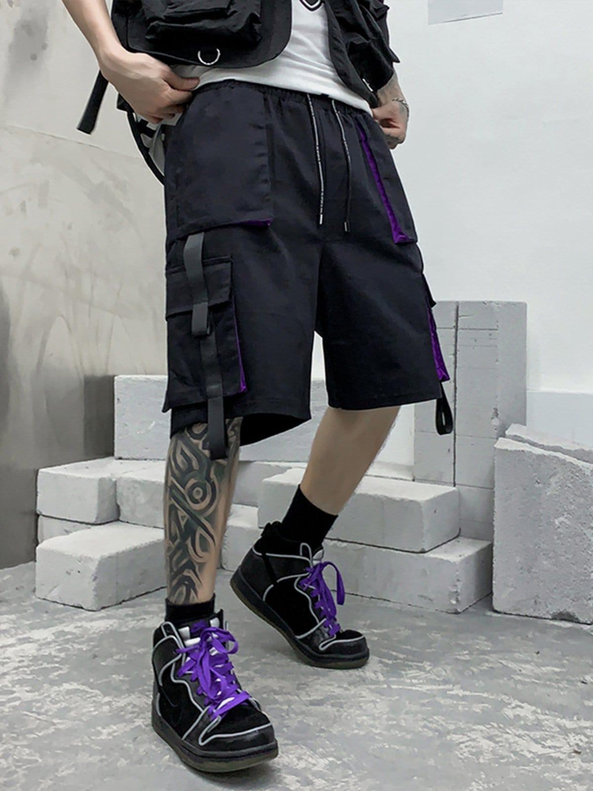 Patchwork Ribbon Cargo Shorts