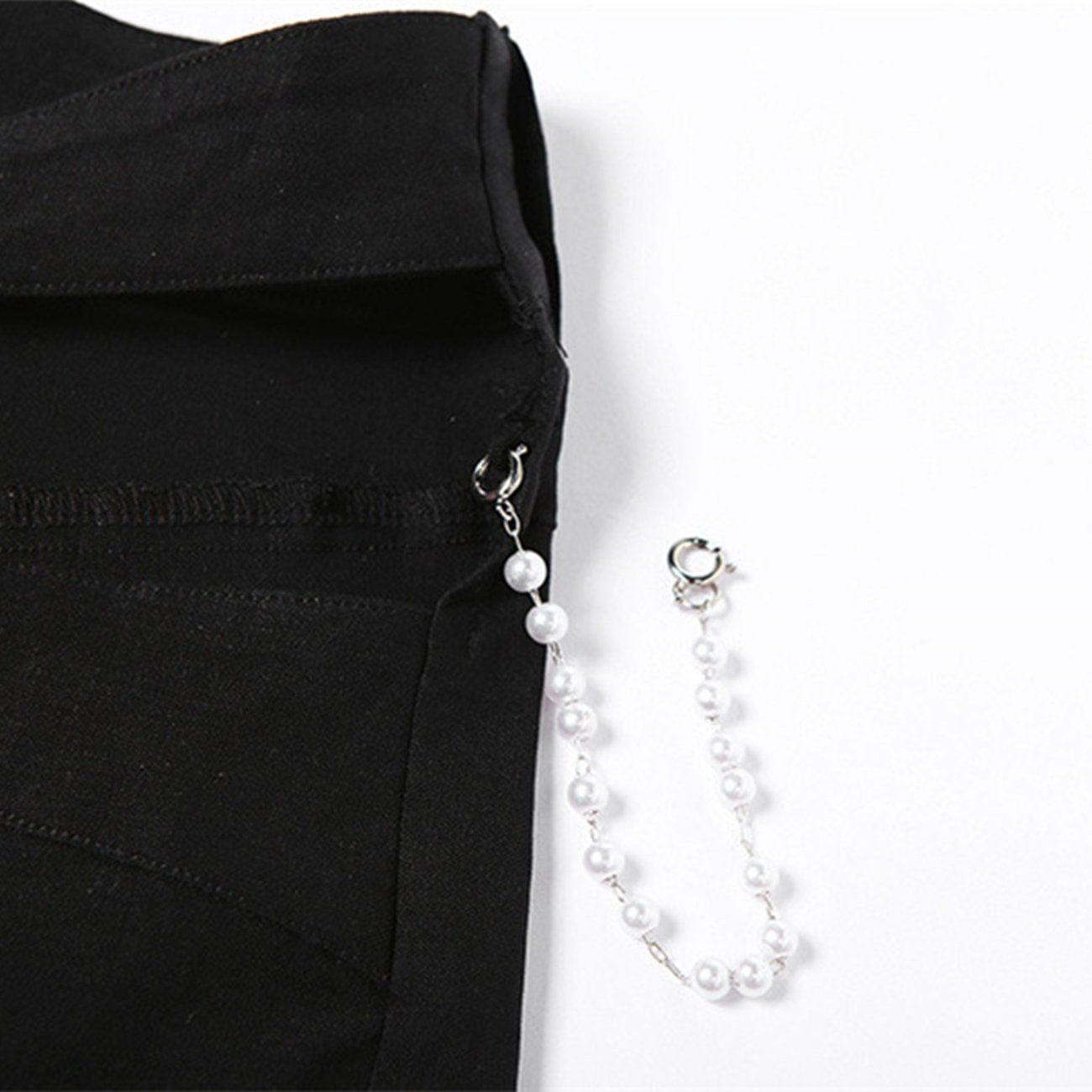 High Waist Cut-out Chain Flared Pants
