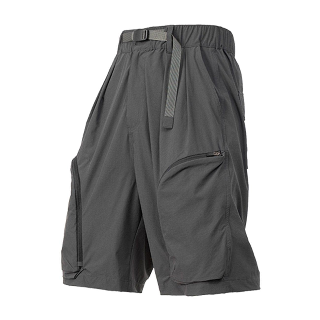 Zip Up Curved Pocket Drawstring Shorts
