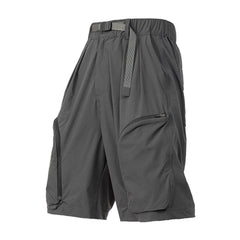 Zip Up Curved Pocket Drawstring Shorts