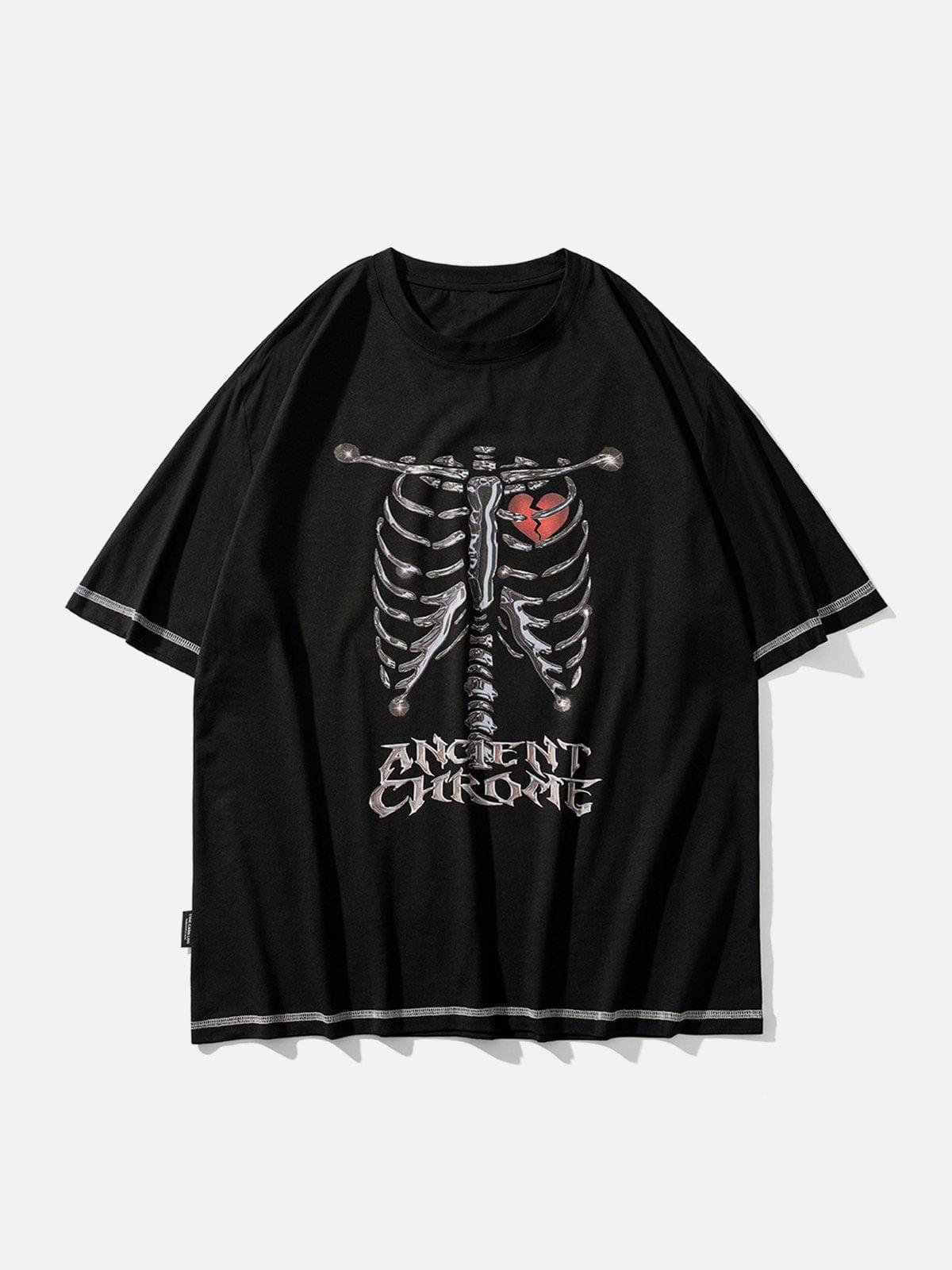 Skeleton Broken Heart Print Tee
