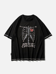Skeleton Broken Heart Print Tee