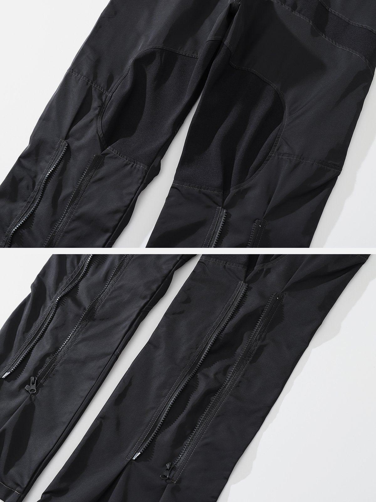 Patchwork Zip Up Straight Cargo Pants