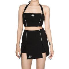 Dark Y2K Backless Ribbon Vest