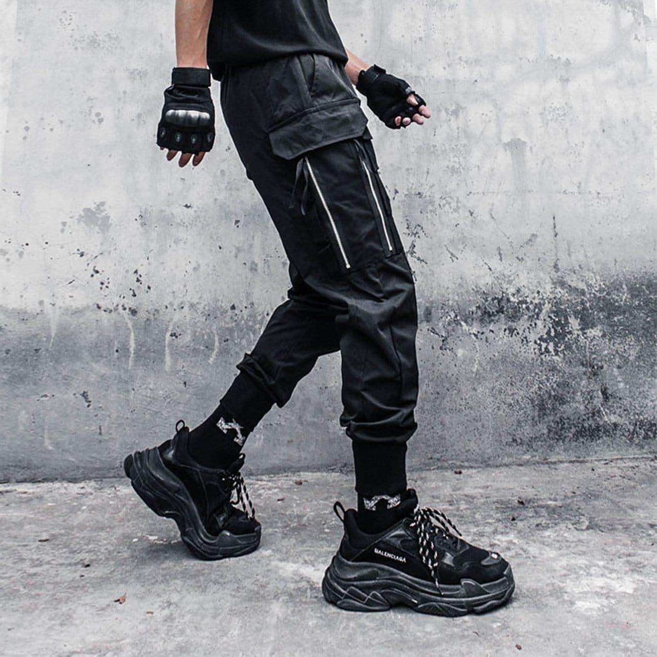 Dark Functional Personality Zipper Multi-pocket Cargo Pants