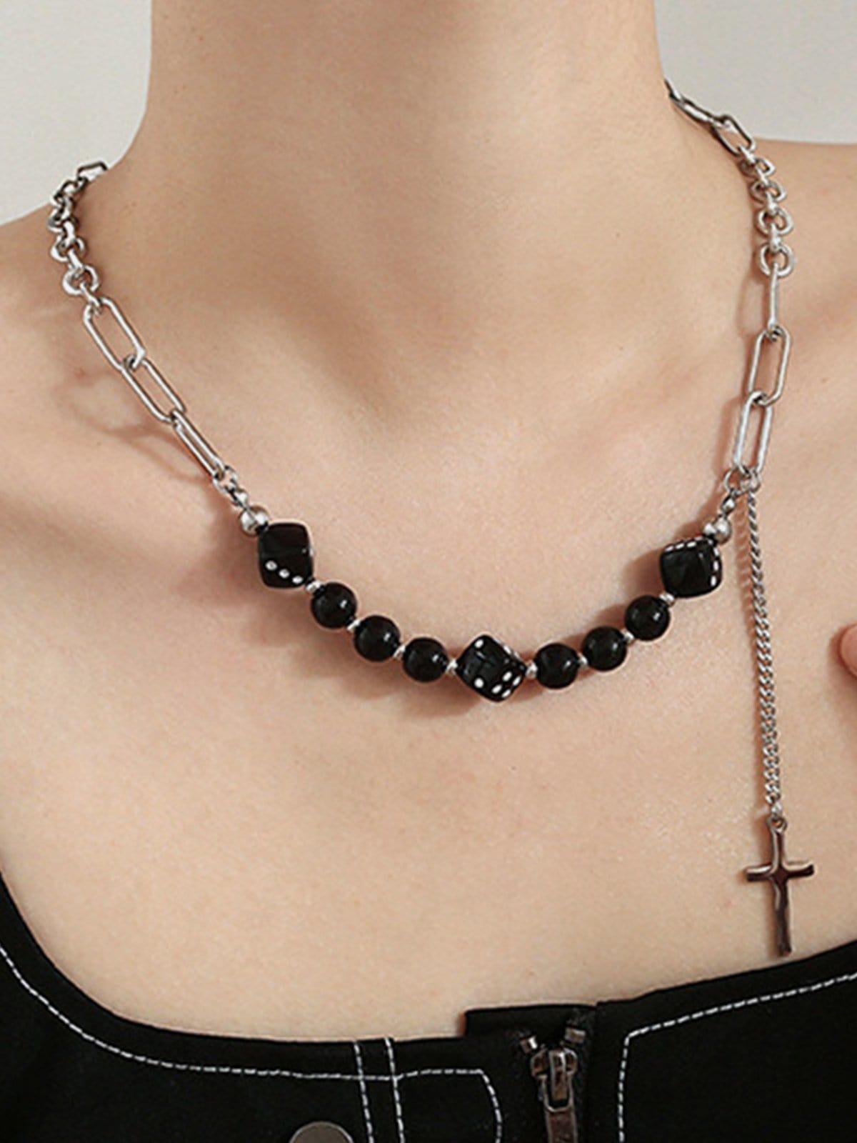 Patchwork Sieve Cross Necklace