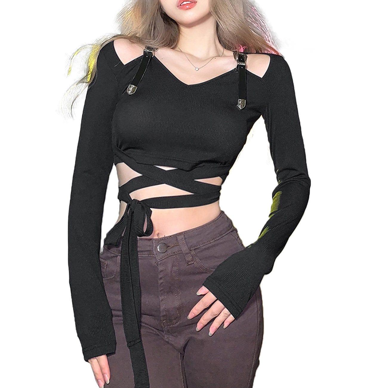 Navel Lace Up Long Sleeve Shirt
