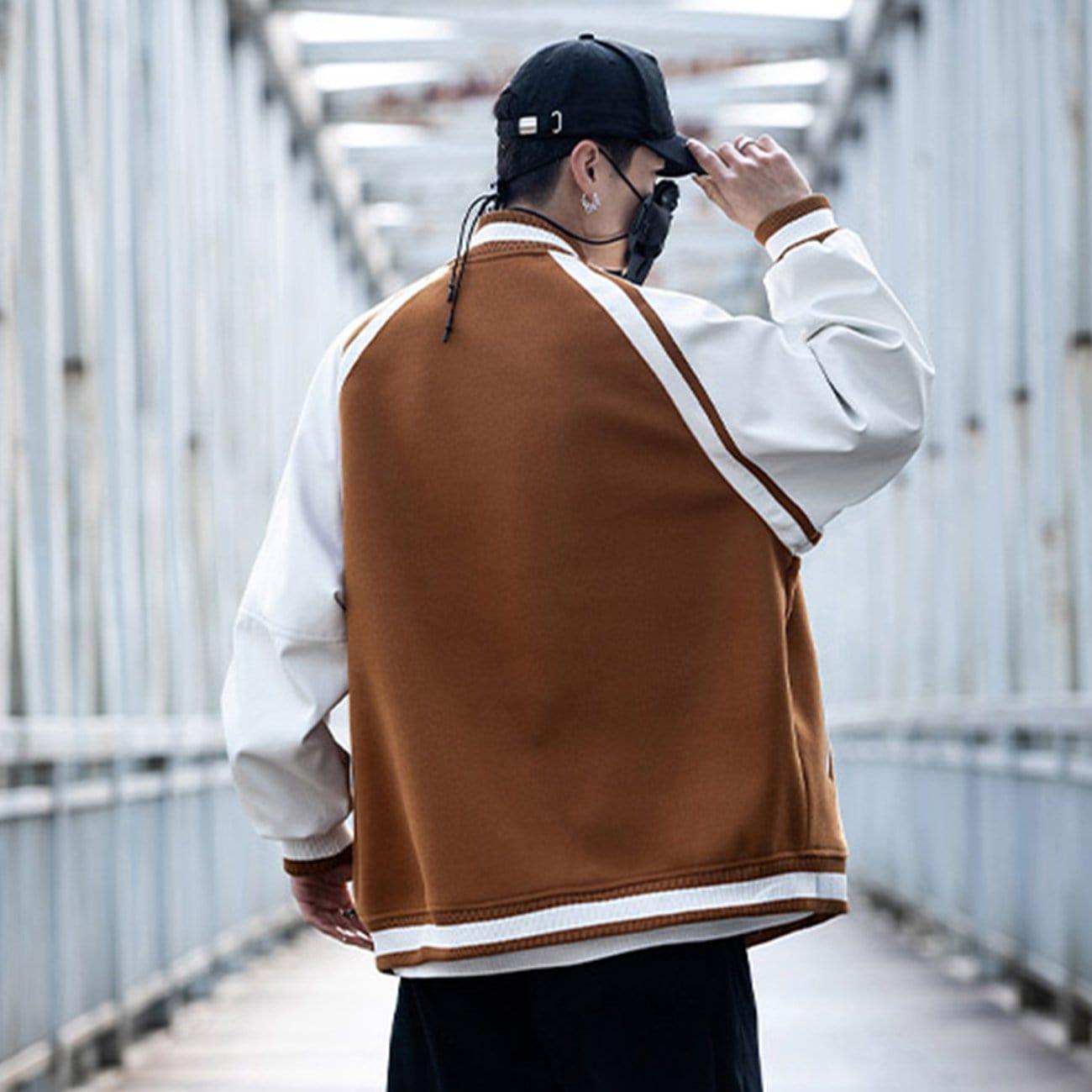 Patchwork Embroidery PU Jacket