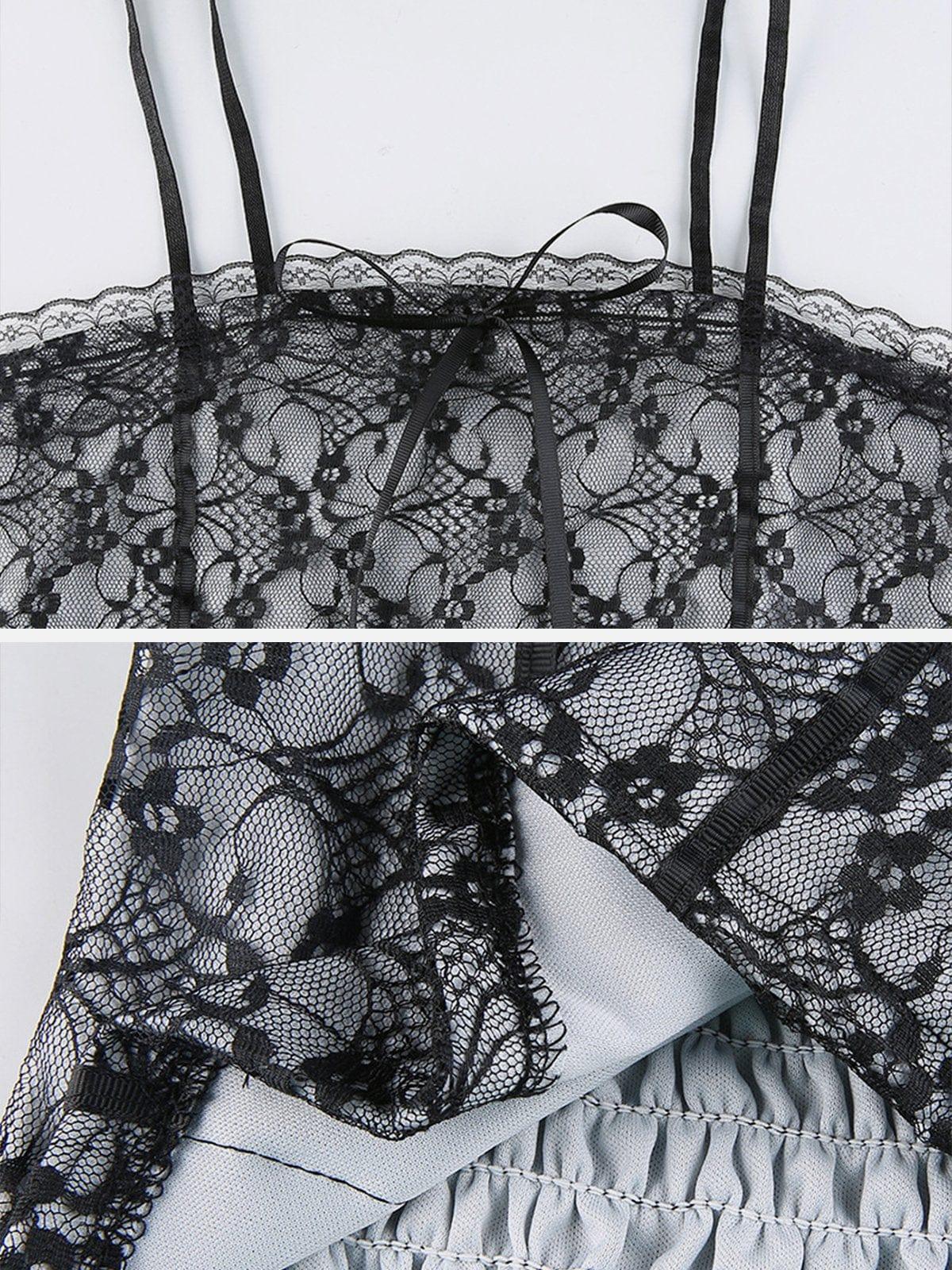 Sexy Lace Bow Tie Vest