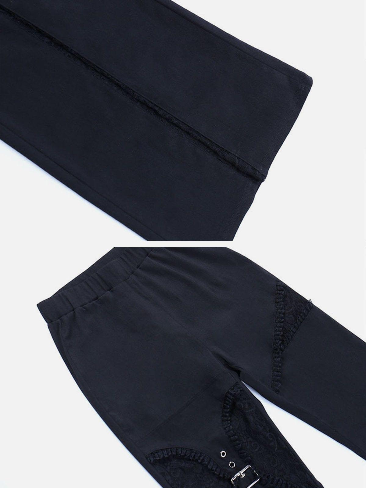 Hole Lace Patchwork Flared Pant