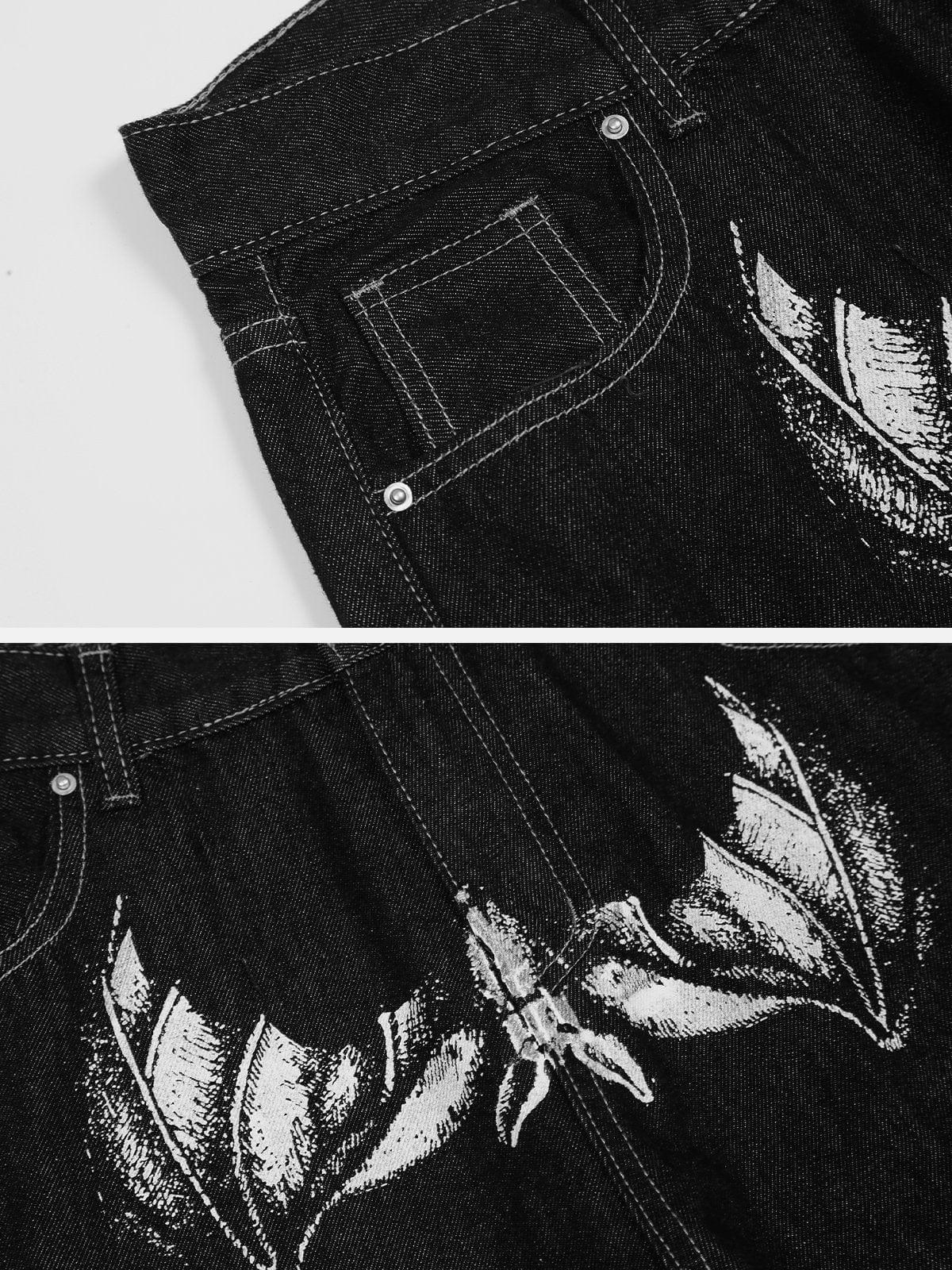 Bat Face Print Jeans